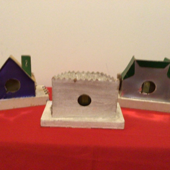 Vintage Lot 6 Putz Glitter Houses w/trees & Cellophane Windows, Japan - Picture 5 of 16